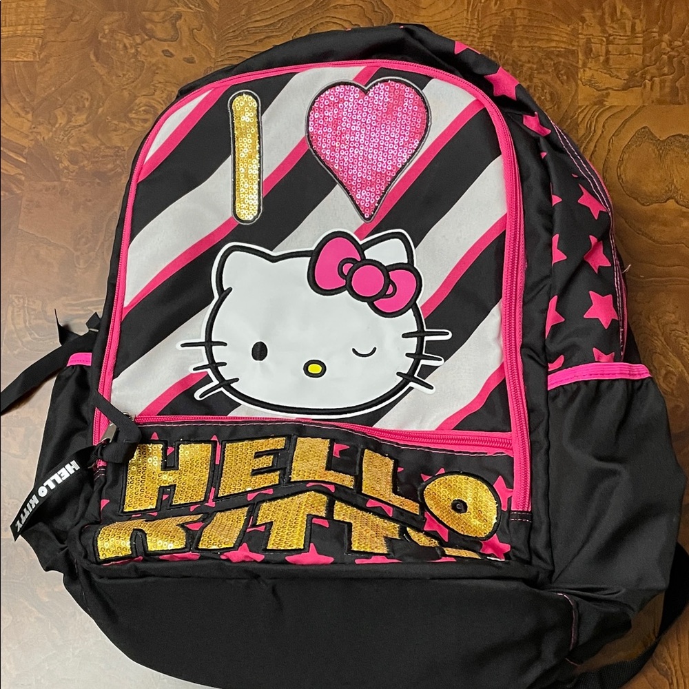 Hello Kitty Striped Pink and Gold Kids Backpack